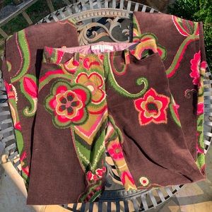 Trina Turk dark brown corduroy floral capris